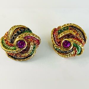 Vintage Rare Jacky De G Paris clip Earrings, HUGE
